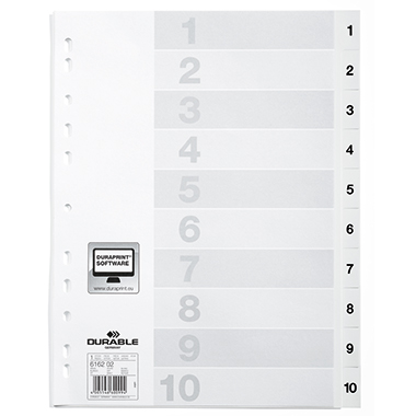 DURABLE Register 616202 DIN A4 1-10 geprägte Taben weiß