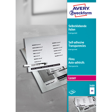 Avery Zweckform Laserfolie 3480 210x297mm transparent 100 Stück