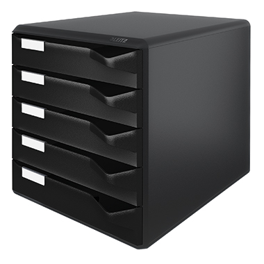 LEITZ Schubladenbox 5293-00-95, schwarz/schwarz, 5 Schübe, 291x190x352mm