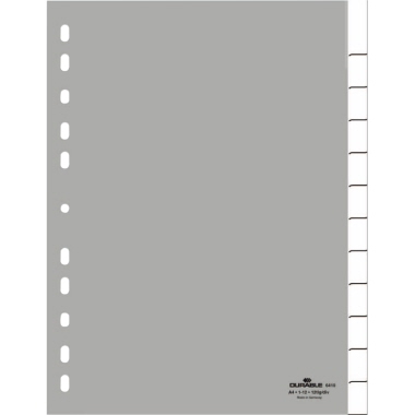 Ordnerregister f A4 12tlg grau PP mit umschweißte Taben