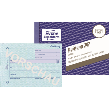 Avery Zweckform Quittung 302 DIN A6 quer 50Blatt