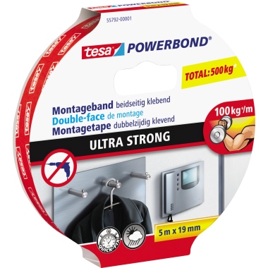 tesa Powerbond Ultra Strong 55792-00001-00 5m:19 weiß
