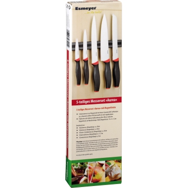 Esmeyer Messerset AUREA 291-423 5teilig Magnetleiste schwarz/rot