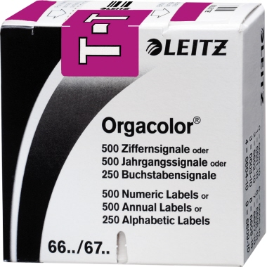 Leitz Buchstabensignal Orgacolor 66291000 T violett 250 Stück