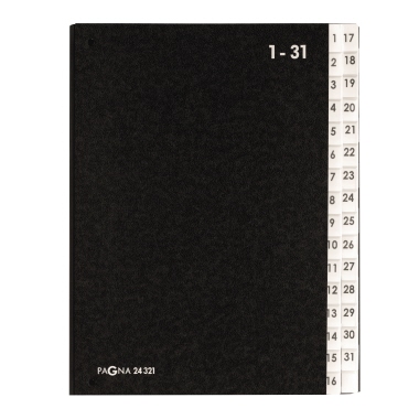 PAGNA Pultordner 24321-04 DIN A4 1-31 32Fächer Hartpappe schwarz