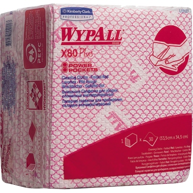 WYPALL Wischtuch X80 19127 Viertelfalz 35x34cm rot 30 Stück