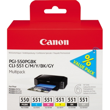 Canon Tintenpatrone 6496B005 PGI550/CLI551 6 Stück