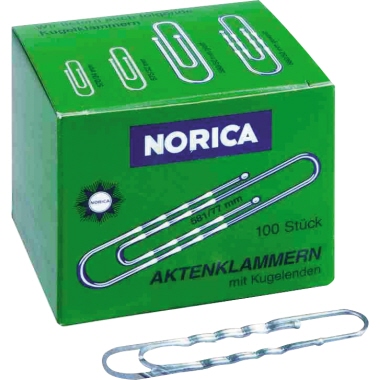 NORICA Büroklammer 2262 77mm gewellt silber 100 Stück