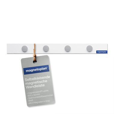 magnetoplan Leiste magnetowand 16270M 5x50cm weiß +4Magnete