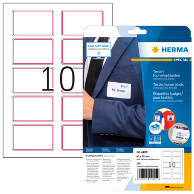 HERMA Namensetikett 4405 80x50mm weiß/rot 200 Stück