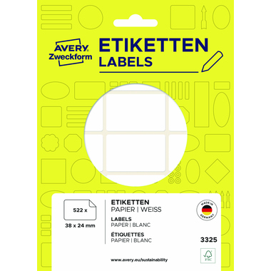 Avery Zweckform Vielzwecketikett 3325 38x24mm weiß 522 Stück