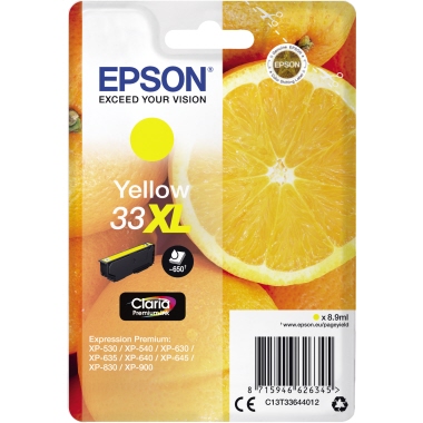 Epson Tintenpatrone C13T33644012 33XL 8,9ml 650Seiten gelb