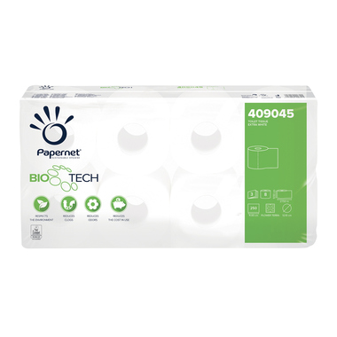 Papernet Toilettenpapier Bio-Tech Superior Topa 3-lagig 250 blau weiß 8 Ro./Pack.