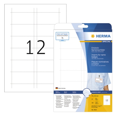 HERMA Namensschild 9010 75x40mm Karton weiß 300 Stück