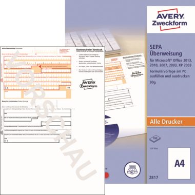 Avery Zweckform Überweisung 2817 DIN A4 inkl. Software 100 Blatt