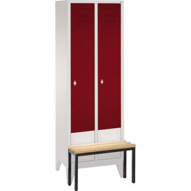 C+P Umkleidespind 803020S10006 m.Sitzbank 2Abteile lgr/rrt