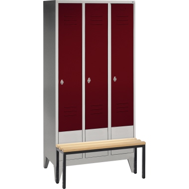 C+P Umkleidespind 803030S10002 m.Sitzbank 3Abteile lgr/rrt