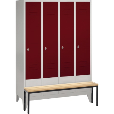 C+P Umkleidespind 803040S10004 m.Sitzbank 4Abteile lgr/rrt
