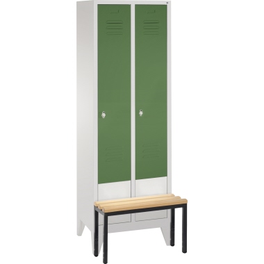 C+P Umkleidespind 803020S10050 m.Sitzbank 2Abteile lgr/rgn
