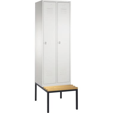 C+P Umkleidespind 805020S10000 m. Sitzbank 2Abteile lgr/lgr