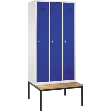 C+P Umkleidespind 805030S10008 m. Sitzbank 3Abteile lgr/ebl
