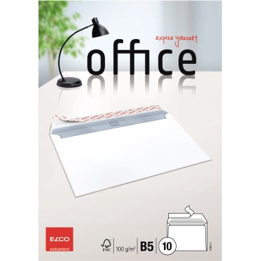 ELCO Briefumschlag Office 7449512 B5 ohne Fenster haftklebend weiß 10 Stück