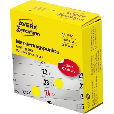 Avery Zweckform Markierungspunkt 3852 10mm gelb 800 Stück
