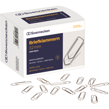 Soennecken Briefklammer 1353 32mm verzinkt 1.000 Stück