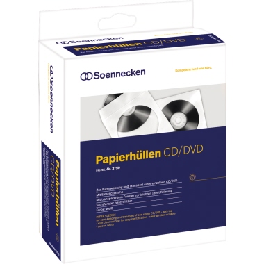 Soennecken CD/DVD Hülle 03750 mit Fenster Papier weiß 100 Stück