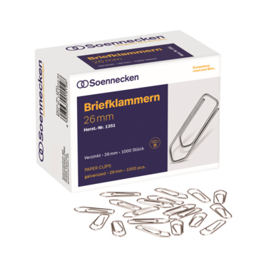 Soennecken Briefklammern 1351 26 mm verzinkt 1.000 Stück