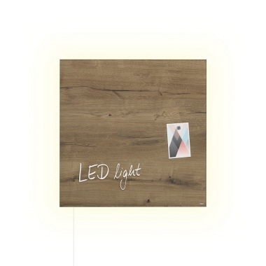 Glas-Magnetboard Artverum LED GL405 480x480x15mm Natural-Wood