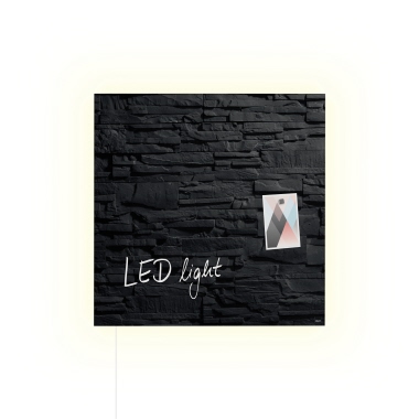 Glas-Magnetboard Artverum LED GL404 480x480x15mm Schiefer-Stone