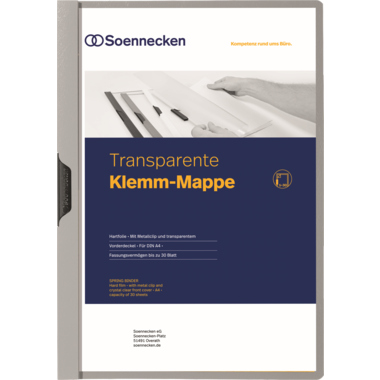 Soennecken Klemmmappe 3319 DIN A4 bis 30Blatt PVC grau