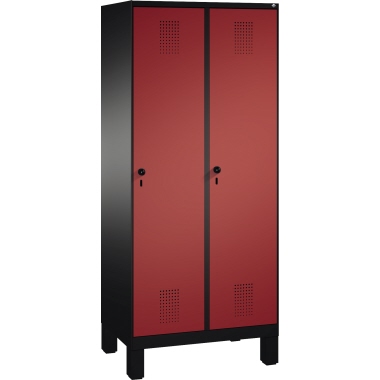 C+P Umkleidespind 4901022S10144 Füße 2Abteile B800mm sgr/rrt