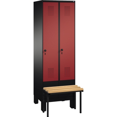 C+P Umkleidespind 4903020S10023 Sitzbank 2Abteile B600mm sgr/rrt