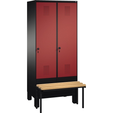 C+P Umkleidespind 4903022S10021 Sitzbank 2Abteile B800mm sgr/rrt