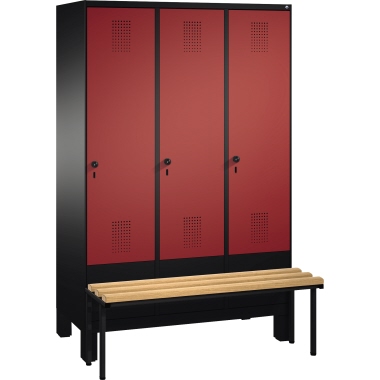 C+P Umkleidespind 4903032S10023 Sitzbank 3Abteile B1200mm sgr/rrt