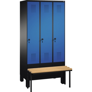 C+P Umkleidespind 4903030S10024 Sitzbank 3Abteile B900mm sgr/ebl