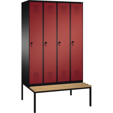 C+P Umkleidespind 4905040S10142 Sitzbank 4Abteile B1200mm sgr/rrt