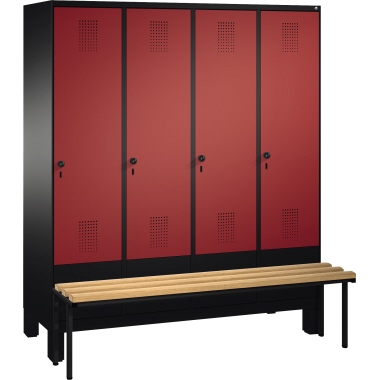 C+P Umkleidespind 4903042S10024 Sitzbank 4Abteile B1600mm sgr/rrt