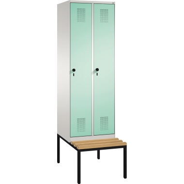 C+P Umkleidespind 4905020S10116 Sitzbank 2Abteile B600mm lgr/lgn