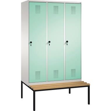 C+P Umkleidespind 4905032S10011 Sitzbank 3Abteile B1200mm lgr/lgn