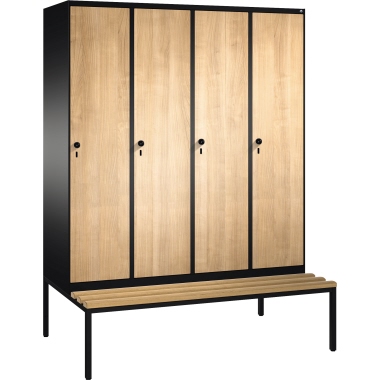 C+P Umkleidespind 4905042S10132 Sitzbank 4Abteile B1600mm sgr/ki