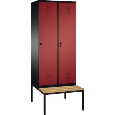 C+P Umkleidespind 4905022S10118 Sitzbank 2Abteile B800mm sgr/rrt