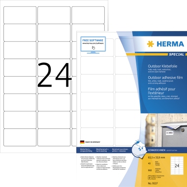 HERMA Etikett Outdoor 9537 63,5x33,9mm weiß 960 Stück