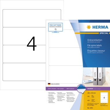 HERMA Ordneretikett 4291 192x59mm weiß 400 Stück