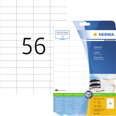 HERMA Etikett PREMIUM 5052 52,5x21,2mm weiß 1.400 Stück
