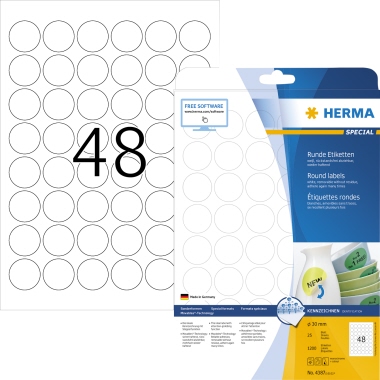 HERMA Etikett Movables 4387 30mm rund weiß 1.200 Stück