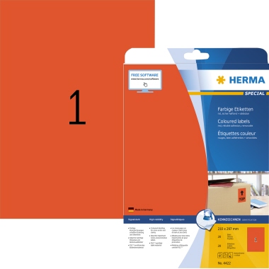 HERMA Etikett SPECIAL 4422 210x297mm rot 20 Stück