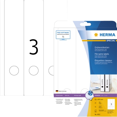 HERMA Ordneretikett 4831 61x297mm weiß 75 St.Pack.